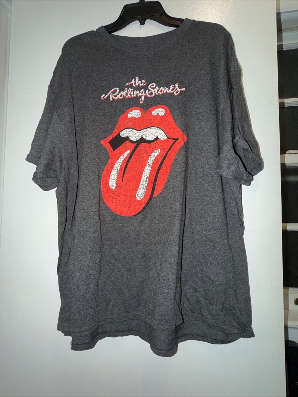 the Rolling Stones Gray Tee with Red Tongue Logo